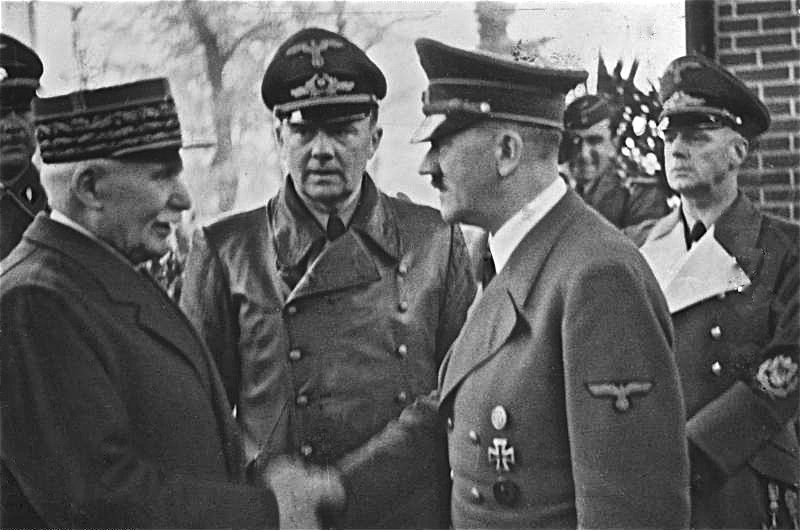 Marshal Pétain shakes hands with Hitler after the French Surrender