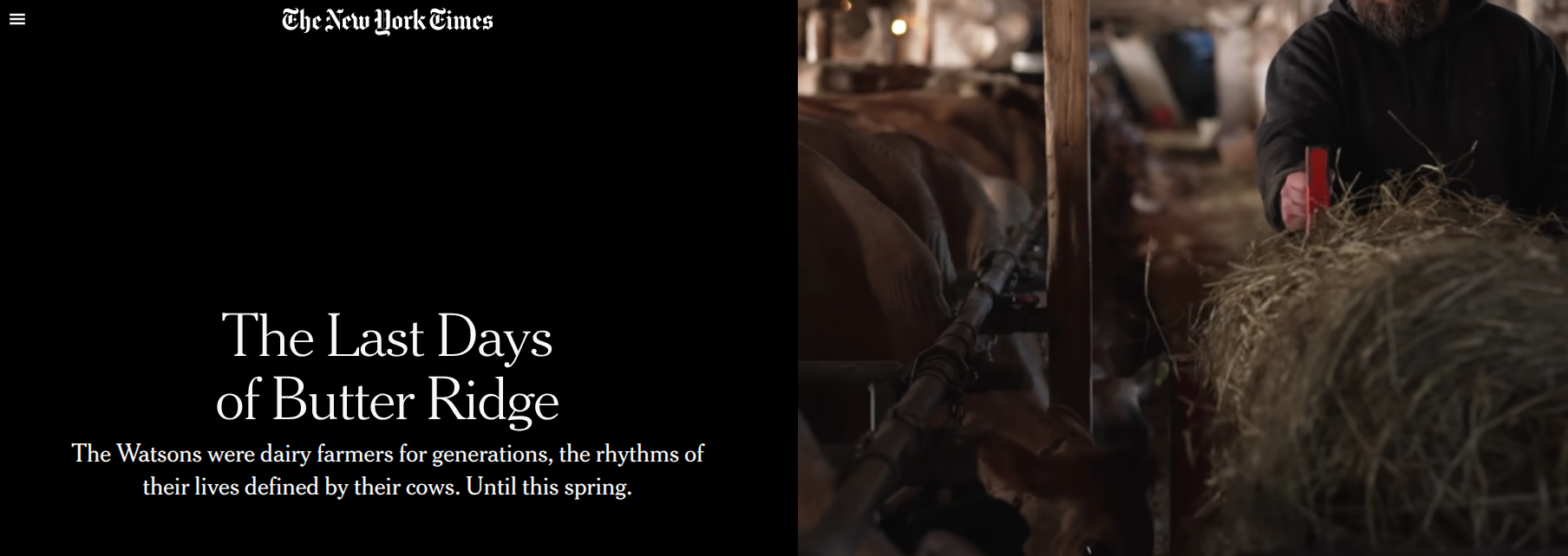 New York Times feature headline: "The Last Days of Butter Ridge"